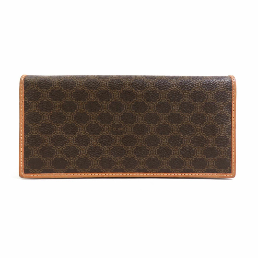 Celine Bi fold Long Wallet Macadam Brown